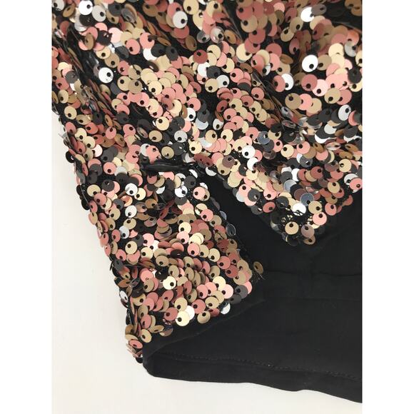 Free People Desni Sequins Mini Skirt 6 Gold Black - Picture 5 of 9